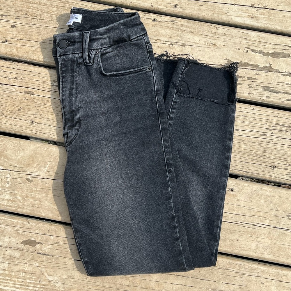 Good American High Rise Black Washed Jeans